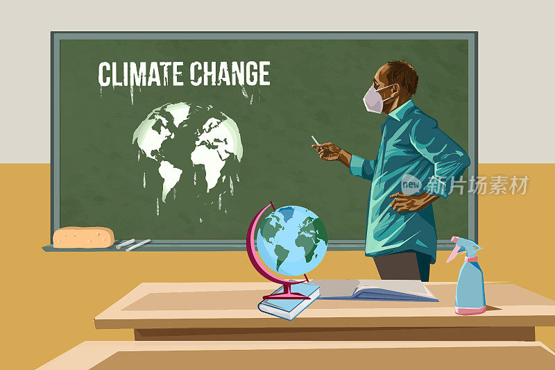 Teacher holding a lecture on global warming